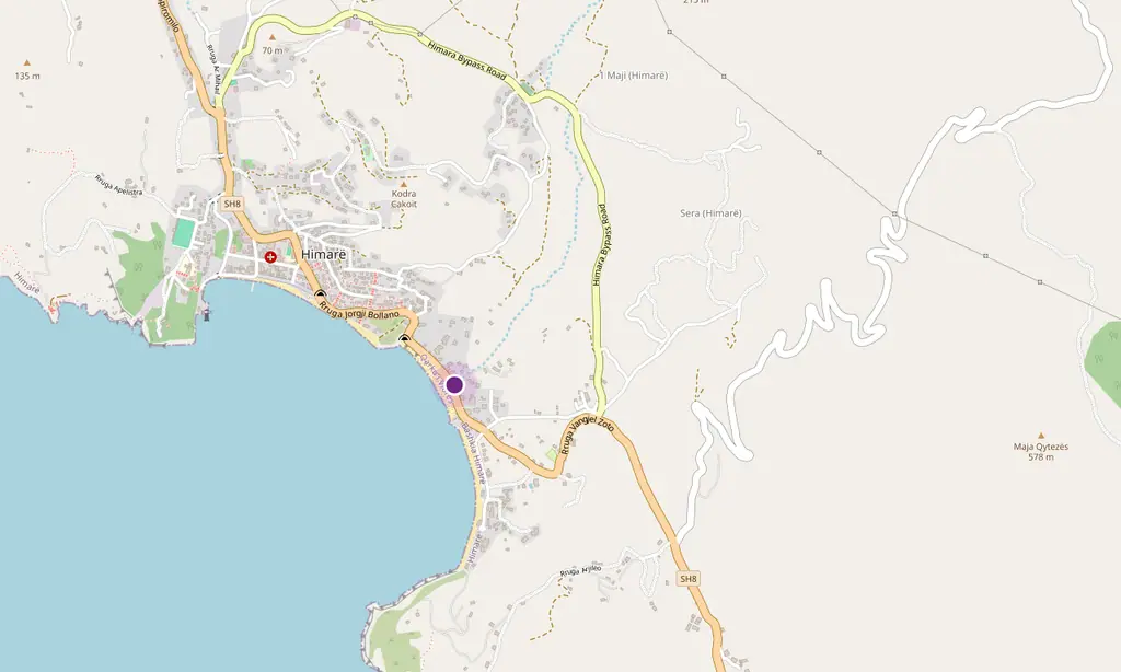 Map of Potam, Himarë, with Astro marked on Rruga Vangjel Zoto