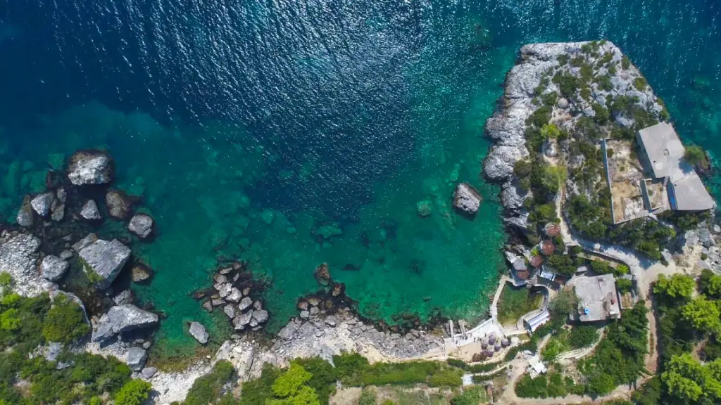 Turquoise spring-clear water in southern Albania near Saranda