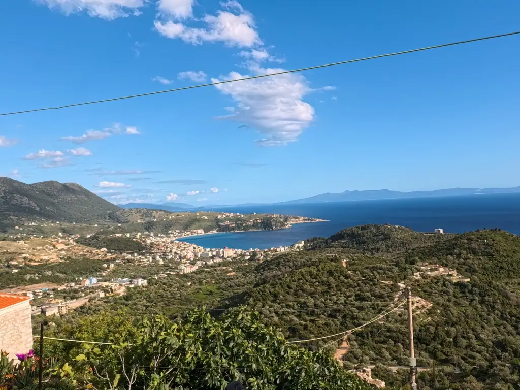 Stone houses and old-town streets of Himara, the kind of medieval coastal settlement from which Arbëresh families emigrated to Italy