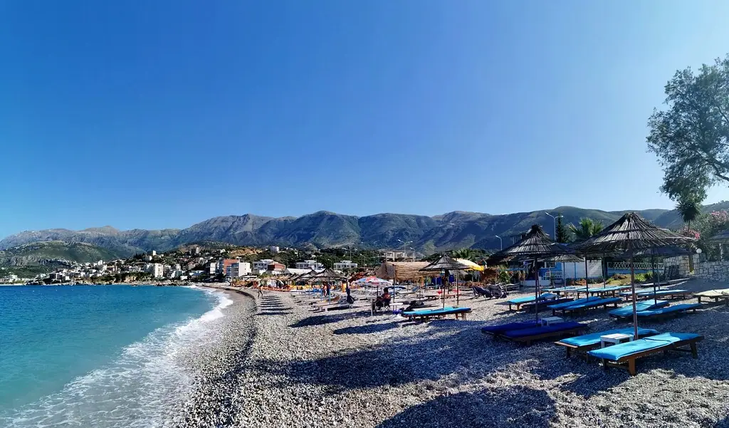 Potami Beach area near Himara with sunset dining