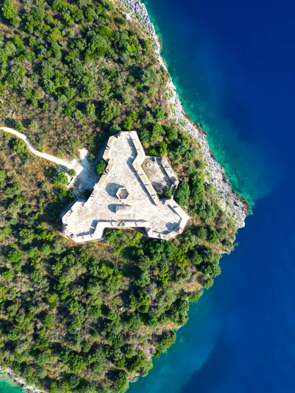 Porto palermo aerial, albania greece itinerary