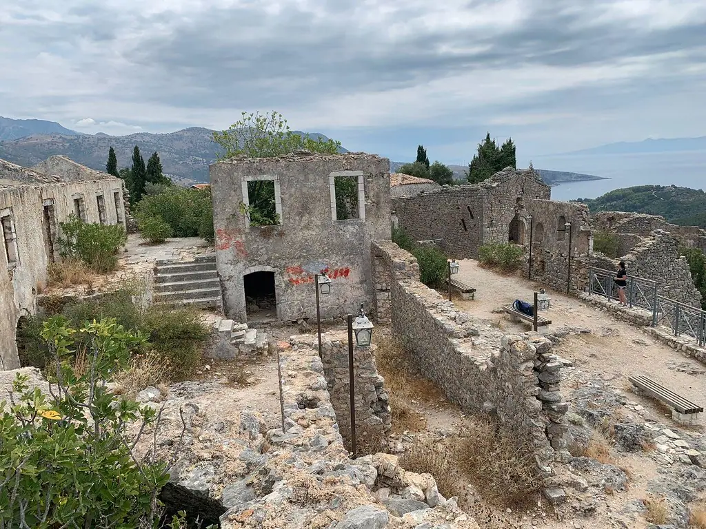 Livadhi Beach viewed from the olive groves above at Himara Camping