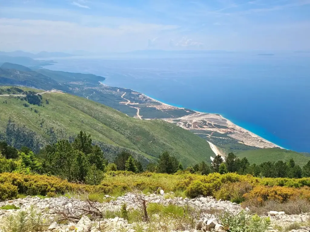 Hiking trail through pine forests in Llogara National Park