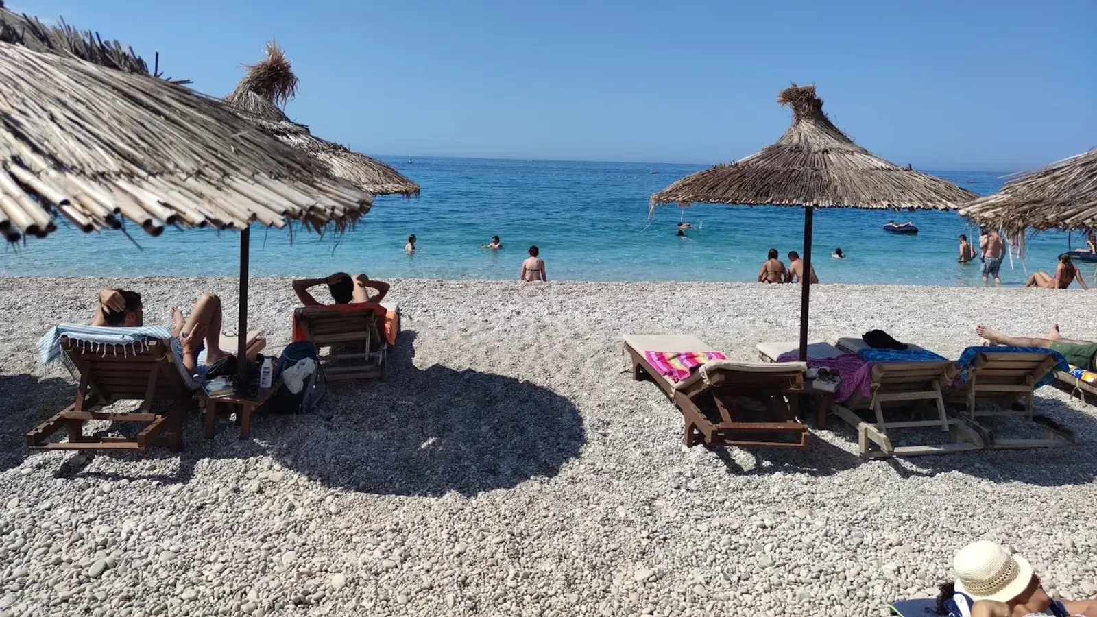 White-pebble Dhermi coast used for Drymades versus Dhermi comparison