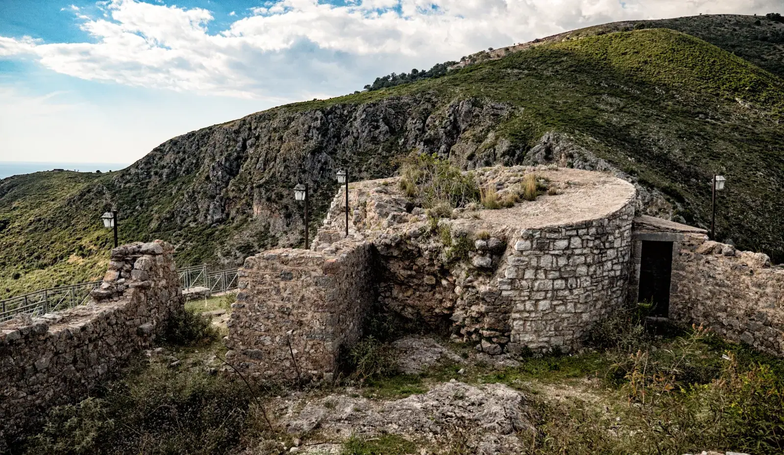 Stone ruins evoking the Ottoman fortress architecture characteristic of Gjirokaster, the UNESCO stone city of southern Albania