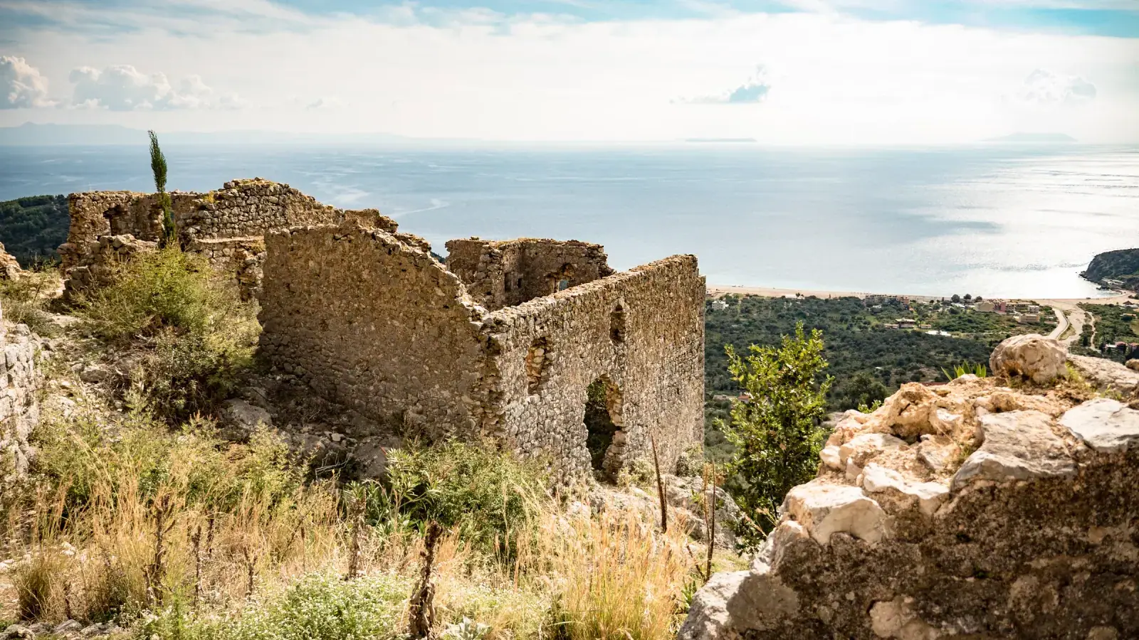 Himara old town aerial route, himara old town walking tour