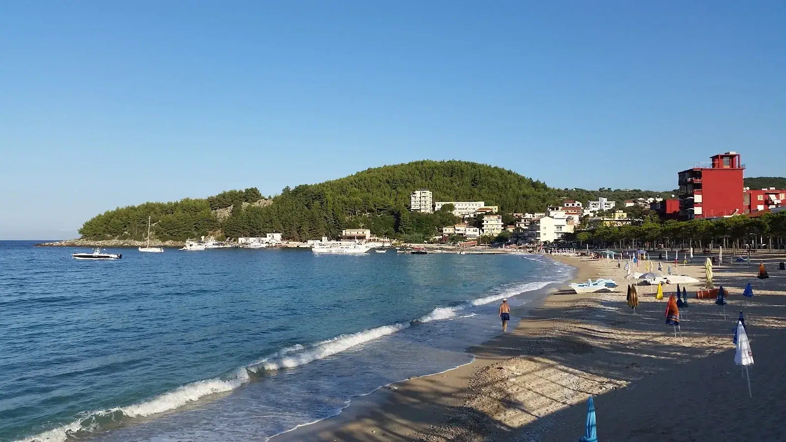 Himara spile bay town aerial, himara rainy day guide