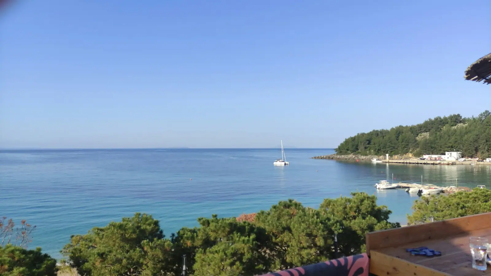 Spile beach cafe area in Himara suited for remote work with sea views