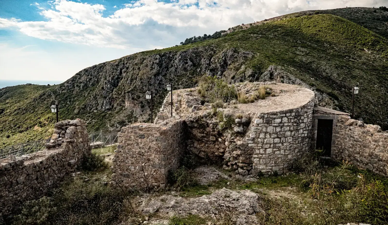 Ruined fortress structure of Himara Castle on the Albanian Riviera, where Greek and Albanian heritage overlap