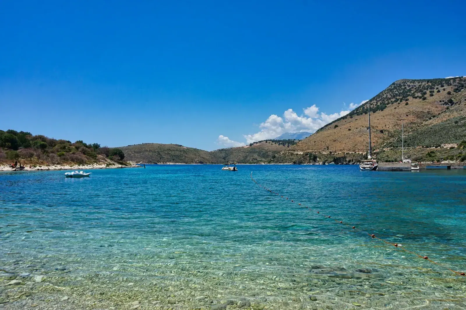 Clear water at Porto Palermo Bay, a snorkelling spot on the Albanian Riviera