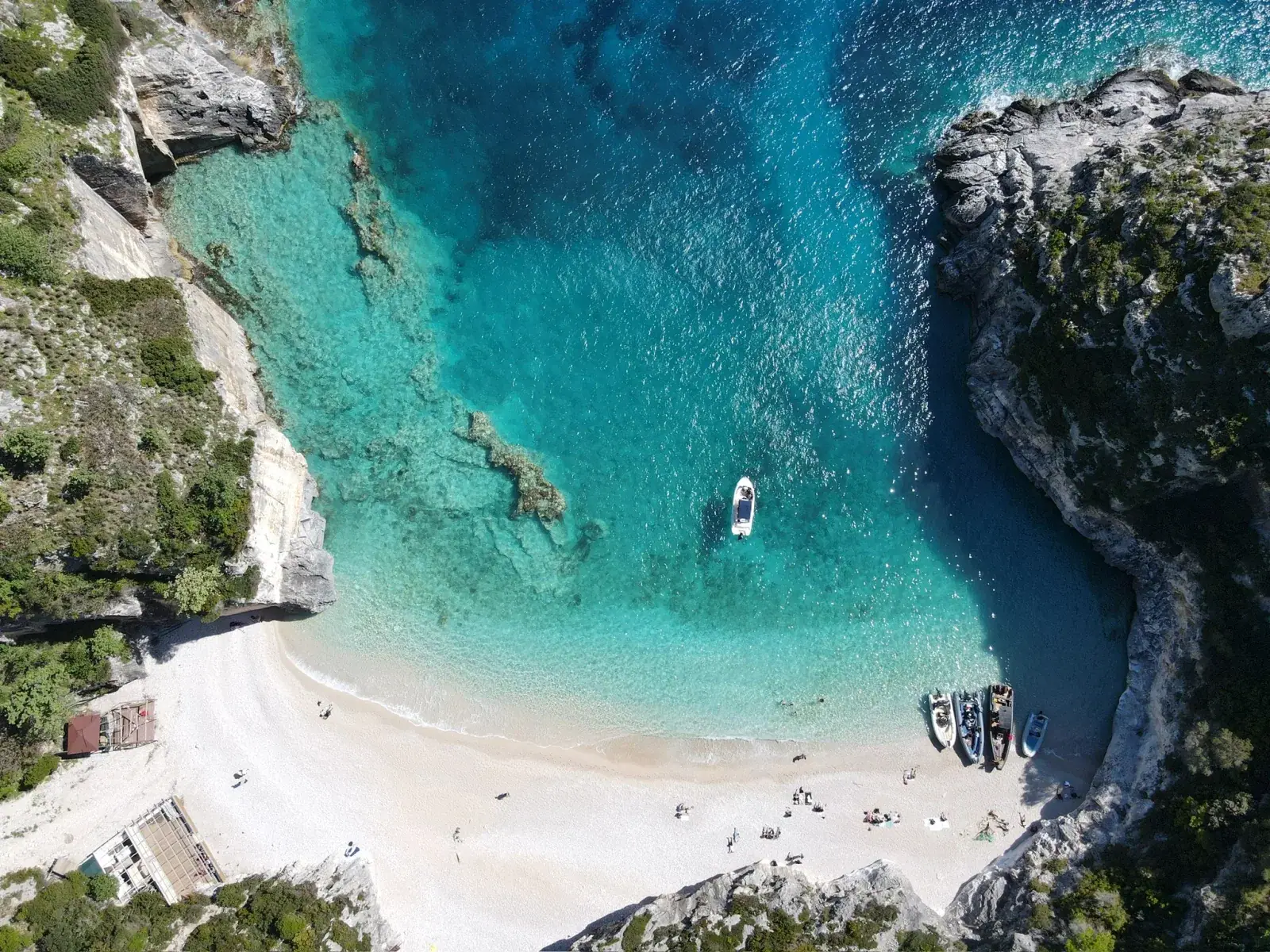 Turquoise Ionian cove on the southern Albanian coast near Saranda, is saranda worth visiting