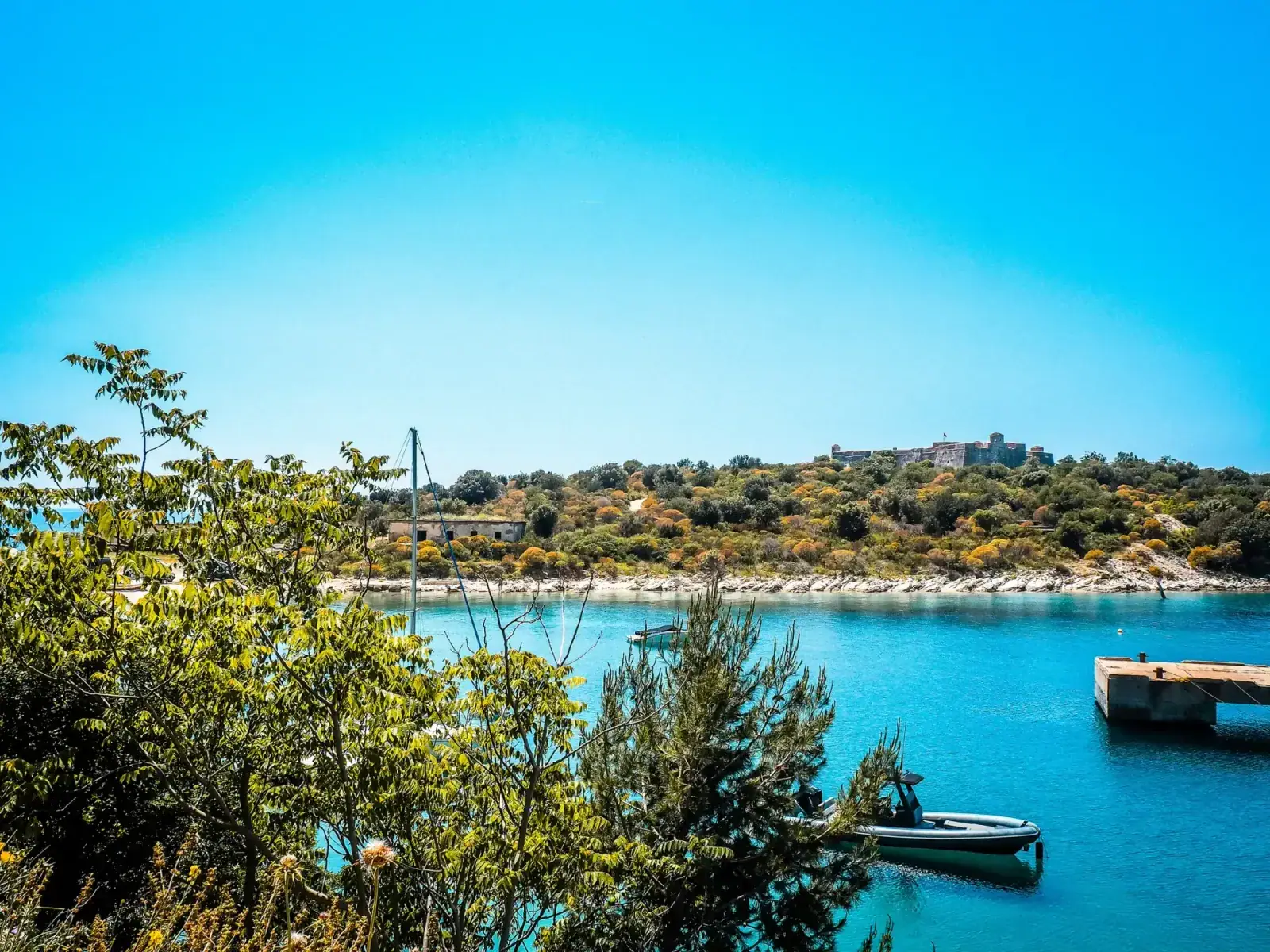 Porto Palermo Bay with castle in the landscape