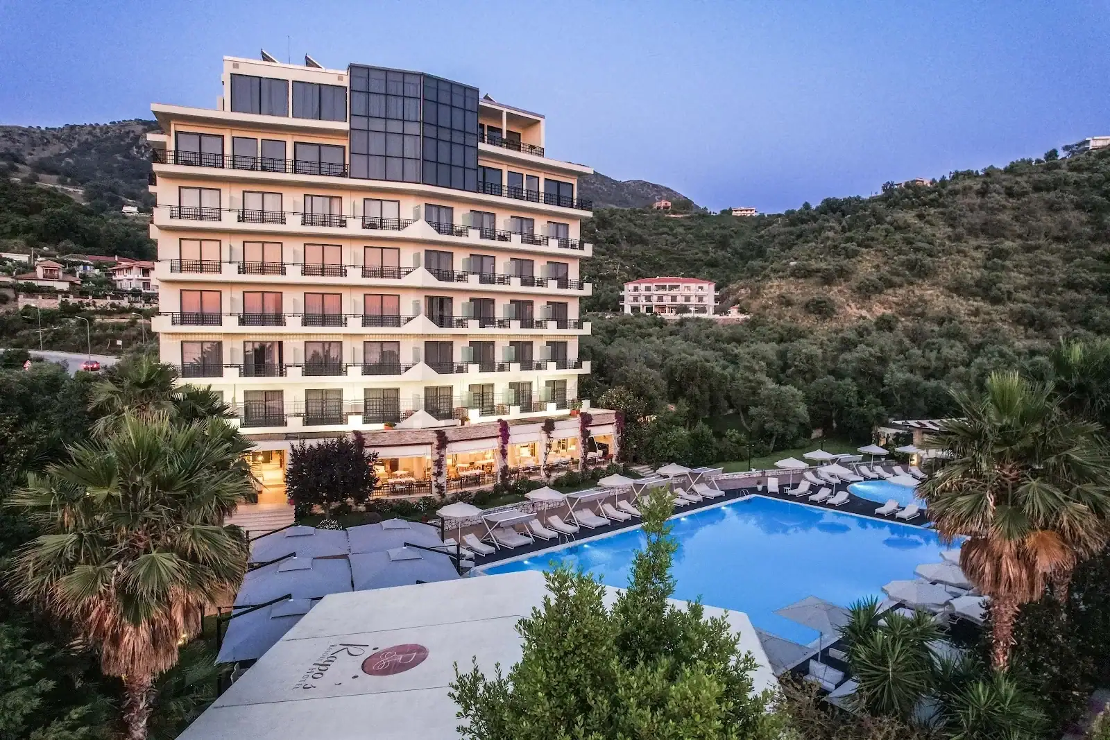 Exterior view of Rapo's Resort Hotel on Potam Beach in Himara