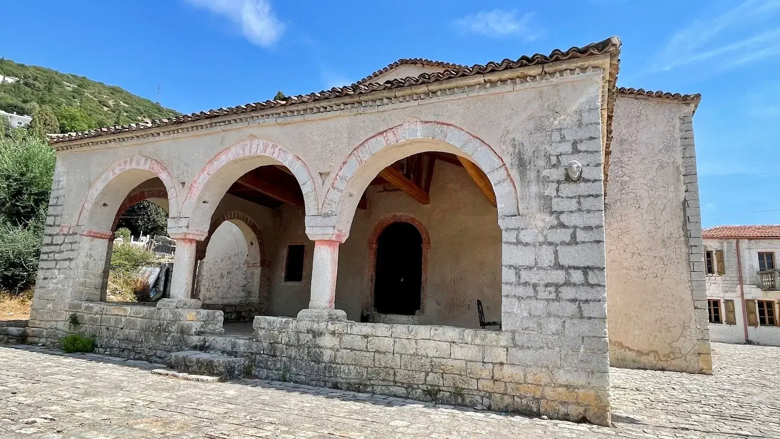 Stone-built Orthodox Church of Saint Spyridon in Vuno village above the Albanian Riviera