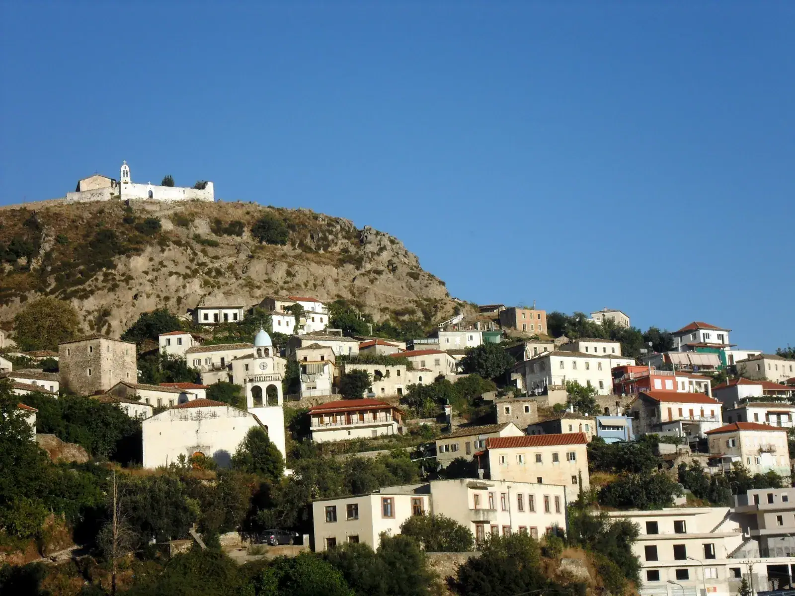 Hilltop above Dhermi where Saint Theodore Monastery overlooks the Ionian coast