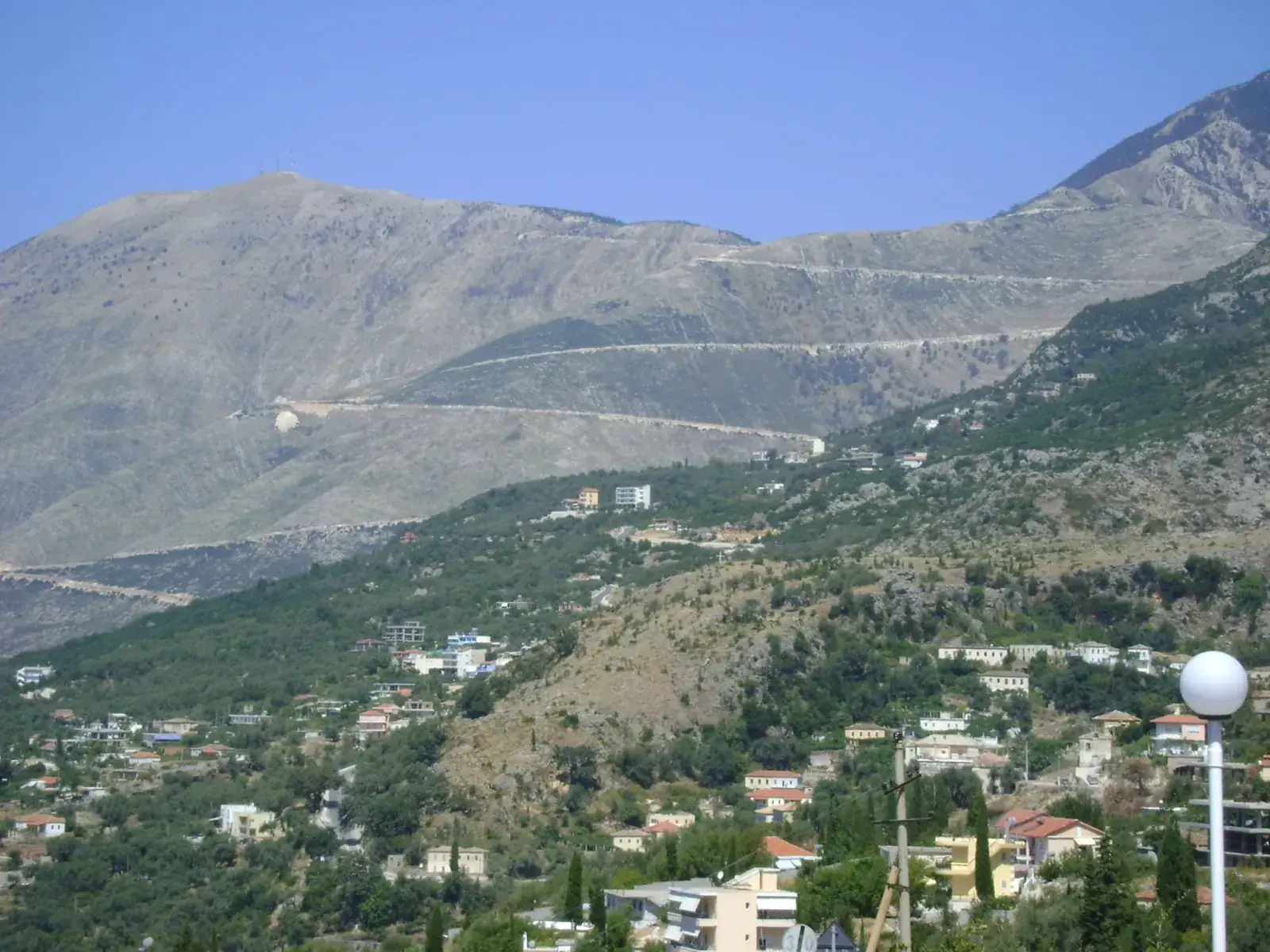 Panoramic view from Llogara Pass overlooking the Albanian Riviera coastline