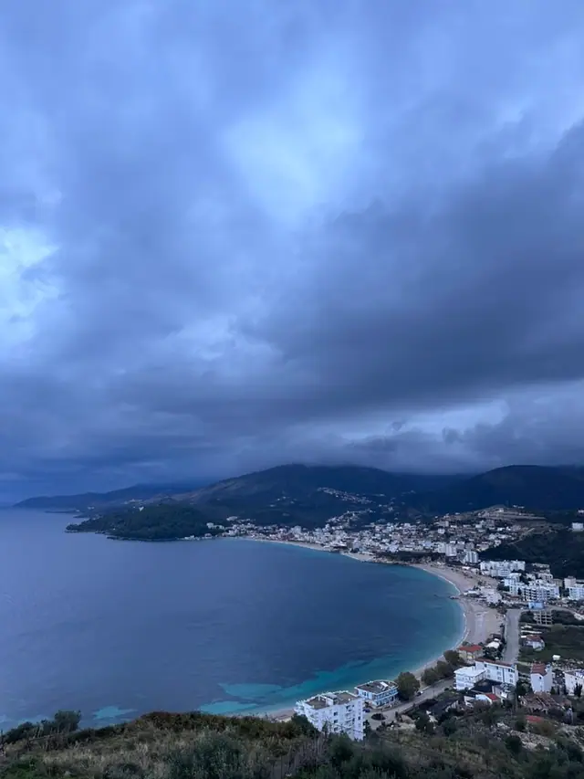 Aerial panoramic view of Spile Bay and Himara