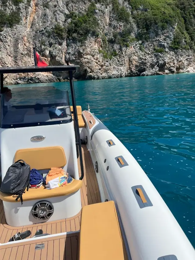 Boat Tours VIP speedboat off the Himara coastline on the Albanian Riviera